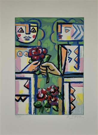 Ibrahim Kodra SENZA TITOLO serigrafia, cm 70x50; es. 79/100 firma e tiratura