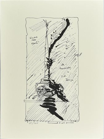 Remo Brindisi MONUMENTO CINQUE GIORNATE, 1977 serigrafia, cm 40x30; es....