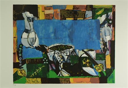 Bruno Cassinari NATURA MORTA serigrafia su carta Fabriano, cm 50x70; es. P.A....