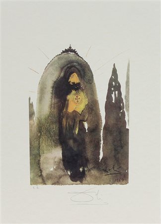 Dalì Salvador Senza titolo litografia su carta, cm. 45x32, es. E.A. firmata...