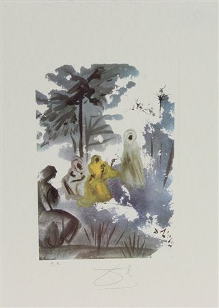 Dalì Salvador Senza titolo litografia su carta, cm. 45x32, es. E.A. firmata...