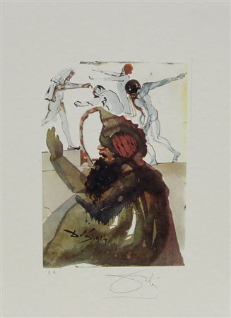 Dalì Salvador Senza titolo litografia su carta, cm. 45x32, es. E.A. firmata...