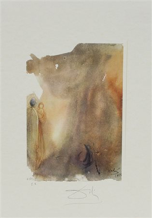 Dalì Salvador Senza titolo litografia su carta, cm. 45x32, es. E.A. firmata...
