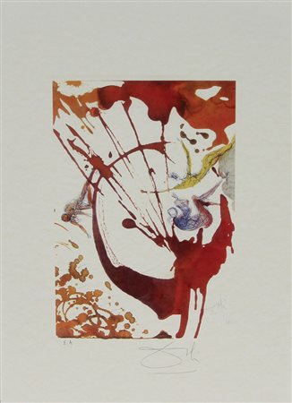 Dalì Salvador Senza titolo litografia su carta, cm. 45x32, es. E.A. firmata...