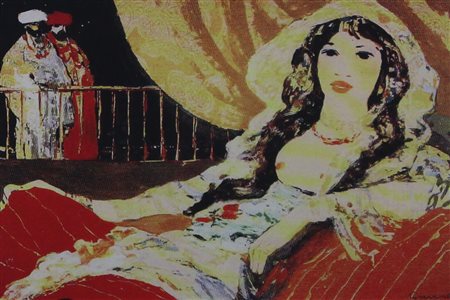 Fiume Salvatore Modella araba stampa cromolitografica su lastra di alluminio,...