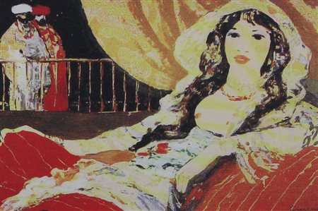 Fiume Salvatore Modella araba stampa cromolitografica su lastra di alluminio,...