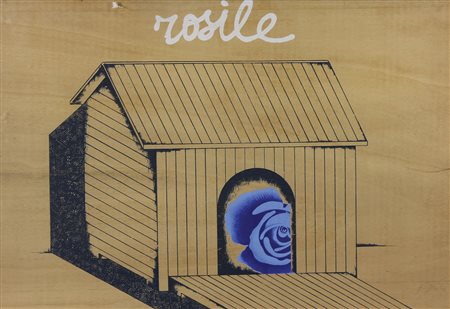 Pozzati Concetto Rosile serigrafia su legno, cm. 50x70 firmata in basso a...