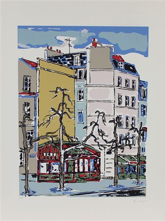 Tamburi Orfeo Case a Parigi litografia su carta, cm. 90x67, es. prova...