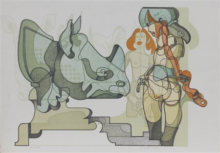 Bodini Floriano Senza titolo litografia su carta, cm. 50x70, es. 61/90...