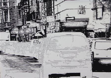 De Filippi Leonida Paesaggio Urbano, 2009 smalto su tela, cm. 50x70 firmato,...