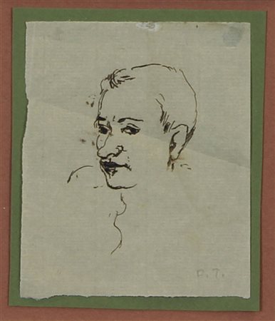 Tamburi Orfeo Volto - Figura lotto di 2 disegni a matita e china su carta,...