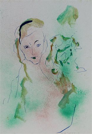 Treccani Ernesto Figura Fiore tecnica miste su cartoncino, cm. 50x35 firmata...