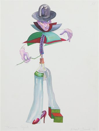 Barreda Albert Truman Capote, 1999 acquerello e china su carta, cm. 33x25...