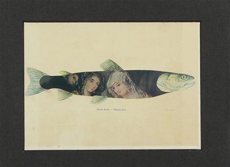 Kolar Jiri Hucho hucho - Männchen, 1969 collage su carta, cm. 18x25 siglato e...