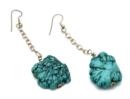 COPPIA DI ORECCHINI PENDENTI CON PIETRE DURE E METALLO ARGENTATO lunghezza cm 8