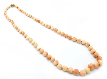 COLLANA CON SFERE DI PIETRE DURE ROSA IN DEGRADE' lunghezza cm 39