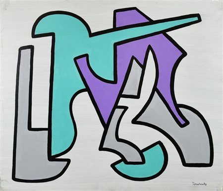 Stanley Tomshinsky THROUGH THE NIGHT, 1974 olio su tela, cm 60x70 firma sul...