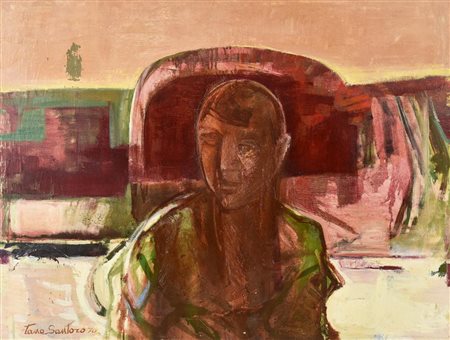 Tano Santoro SENZA TITOLO, 1970 olio su tela, cm 60x80 firma e data difetti