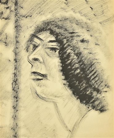 Enrico Allimandi VOLTO FEMMINILE pastelli su carta, cm 56x29 eseguito nel...