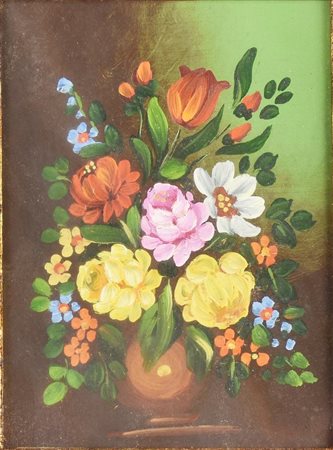Anonimo VASO DI FIORI olio su masonite, cm 12x9