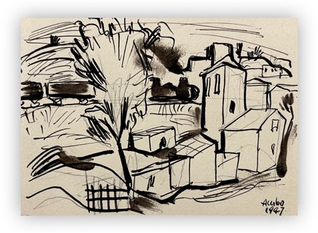 MANFREDO ACERBO (1913-1989) - Paesaggio urbano, 1947