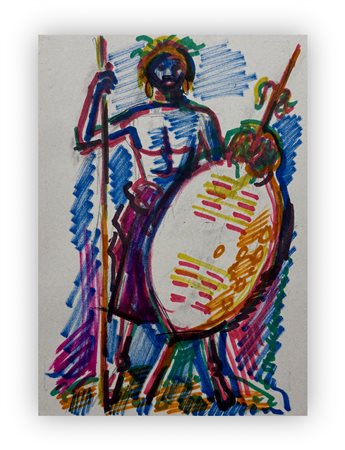 ERNST PHILLIP STADELMANN (1894-1972)  - Guerriero africano, 1960
