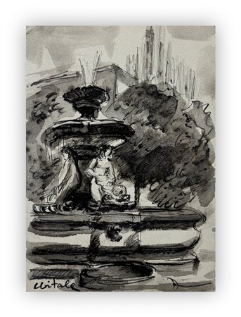 CARLO VITALE (1902-1996) - Piazza Fontana - Milano