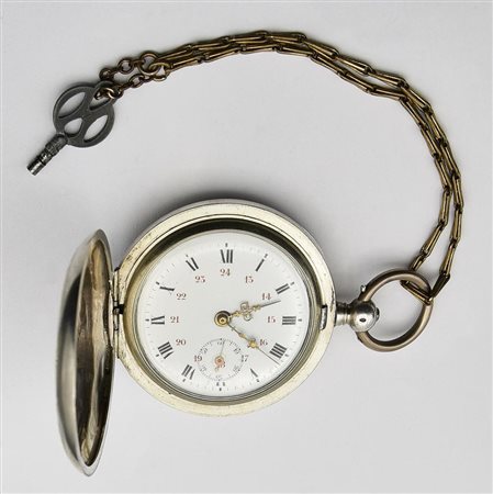 Orologio da tasca con chiave Boutte, Svizzera, fine 800, argento 875/1000...