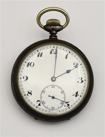 Orologio da tasca, primi 900, acciaio CASSA: in acciaio brunito, numero di...