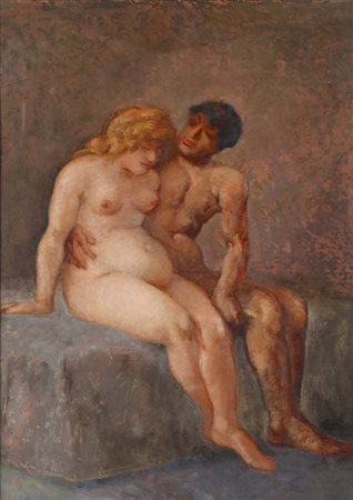 Nino Bertoletti (Roma 1889 - Roma 1971) Maternità 1938 Al verso reca timbro...