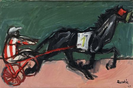Antonio Scordia (Santa Fè 1918 - Roma 1988) La corsa del cavallo 1947 Firma e...