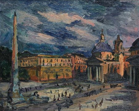 Angelo Savelli (attribuito a) (Pizzo 1911 - Brescia 1995) Piazza del popolo...