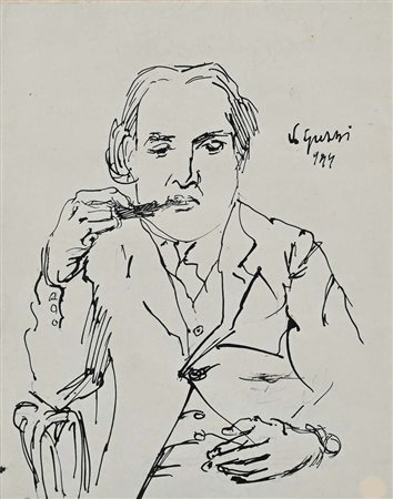 Virgilio Guzzi (Molfetta 1902 - Roma 1978) Ritratto di Montanarini 1944 Firma...