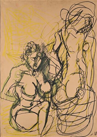 Renato Guttuso (Bagheria 1911 - Roma 1987) Due nudi di donna 1961 Firma e...