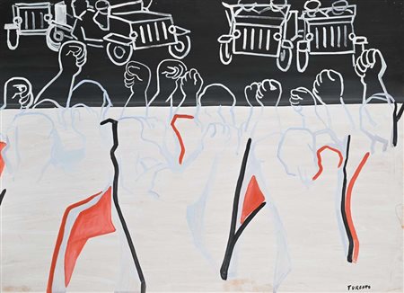 Giulio Turcato (Mantova 1912 - Roma 1995) Manifestazione Fine anni '40 Firma...