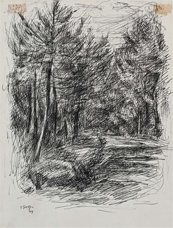 Virgilio Guzzi (Molfetta 1902 - Roma 1978) Disegno preparatorio per paesaggio...