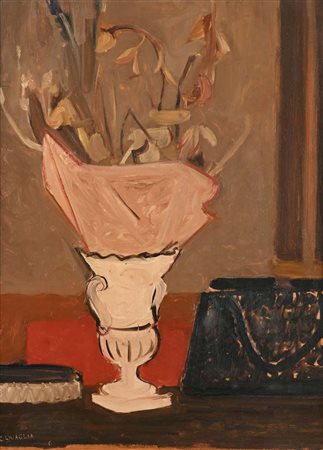 Carlo Quaglia (Terni 1903 - Roma 1970) Natura morta con fiori Firma in basso...