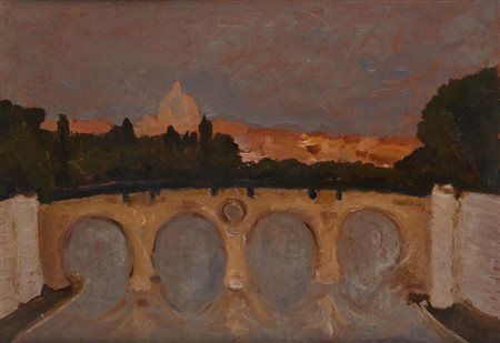 Carlo Quaglia (Terni 1903 - Roma 1970) Ponte Sisto a Roma Al verso "Per...