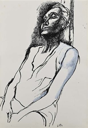 Renato Guttuso (Bagheria 1911 - Roma 1987) Donna sedua Firma in basso a...