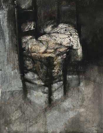 Renzo Vespignani (Roma 1924 - Roma 2001) La sedia di vimini 1961 Firma e data...