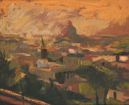 Ugo Attardi (Genova 1923 - Roma 2006) Tramonto Romano 1968 Firma in basso a...