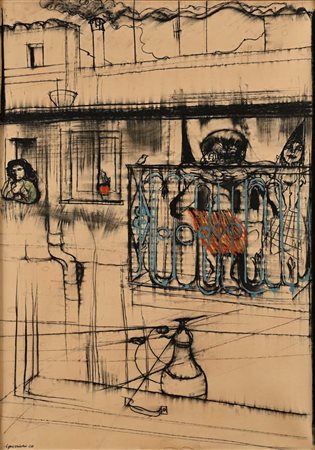 Luigi Guerricchio (Matera 1932 - Matera 1996) Il balcone del palazzo 1968...