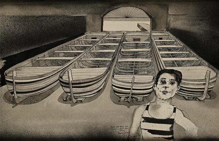 Bruno Caruso (Palermo 1927 - Roma 2018) Deposito delle barche della tonnara a...