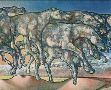 Antoine Mayo (Porto Said 1905 - Seine-Port 1990) Nuages 1968 Firma in basso a...