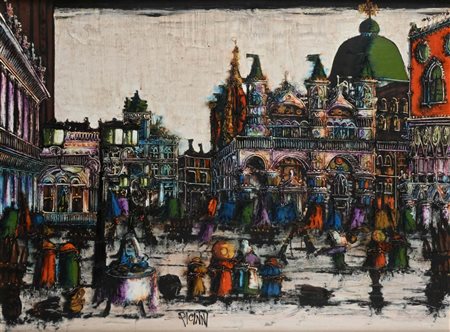 Gennaro Picinni (Bari 1933 - 0) Piazza San Marco a Venezia Firma in basso al...