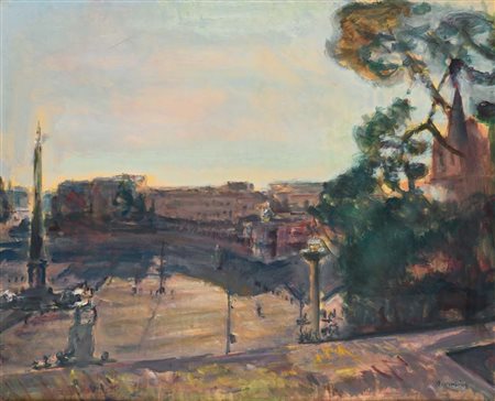 Alfonso Avanessian (Teheran 1932 - Roma 2009) Piazza del Popolo 1995 Firma in...