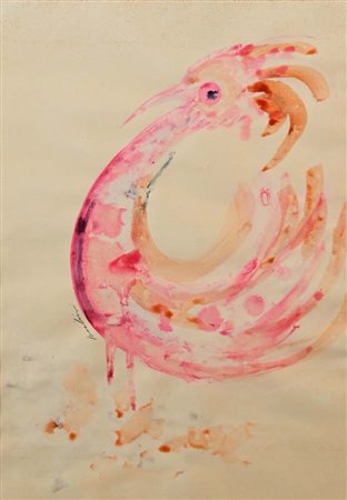 Bertina Lopes (Maputo 1924 - Roma 2012) Il Gallo Firma "Bertina" Acquarello e...