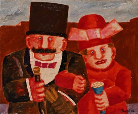 Franz Borghese (Roma 1941 - Roma 2005) Marito e moglie Firma in basso a...