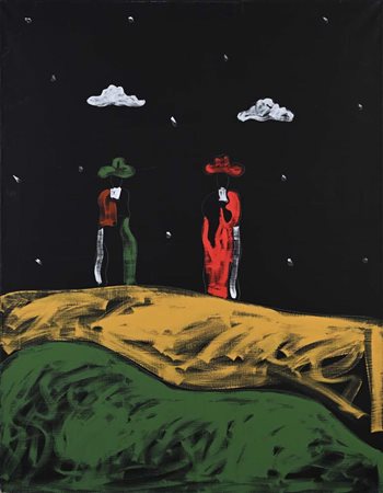 Tano Festa (Roma 1938 - Roma 1988) I guerrieri Anni '80 Al verso reca firma...