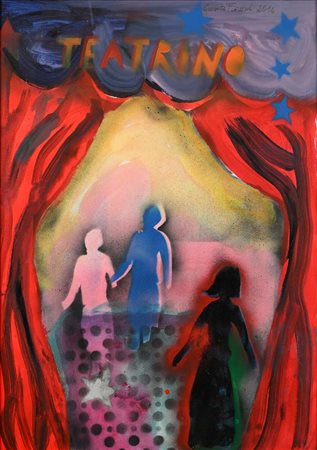 Giosetta Fioroni (Roma 1932 - 0) Teatrino 2014 Firma e data in alto "Giosetta...